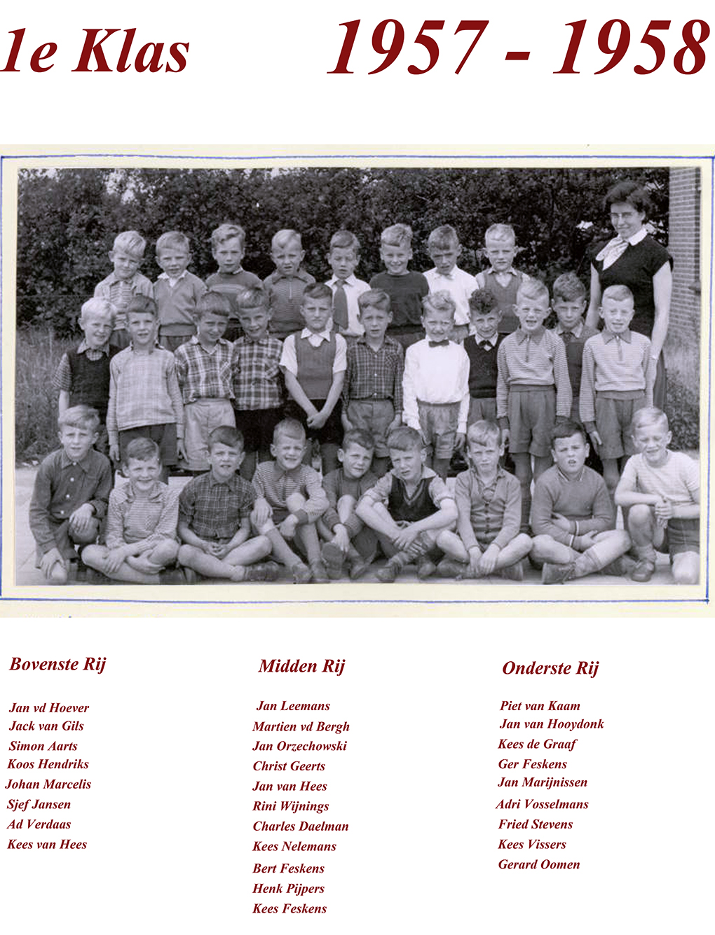 Schooljaar 1957 - 1958